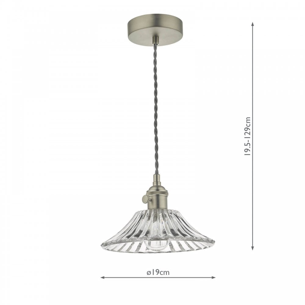 Hadano Pendant in Antique Chrome With Flared Glass Shade