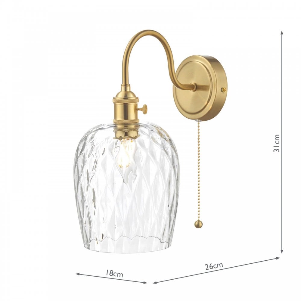 Hadano Brass Wall Light With Dimpled Shade
