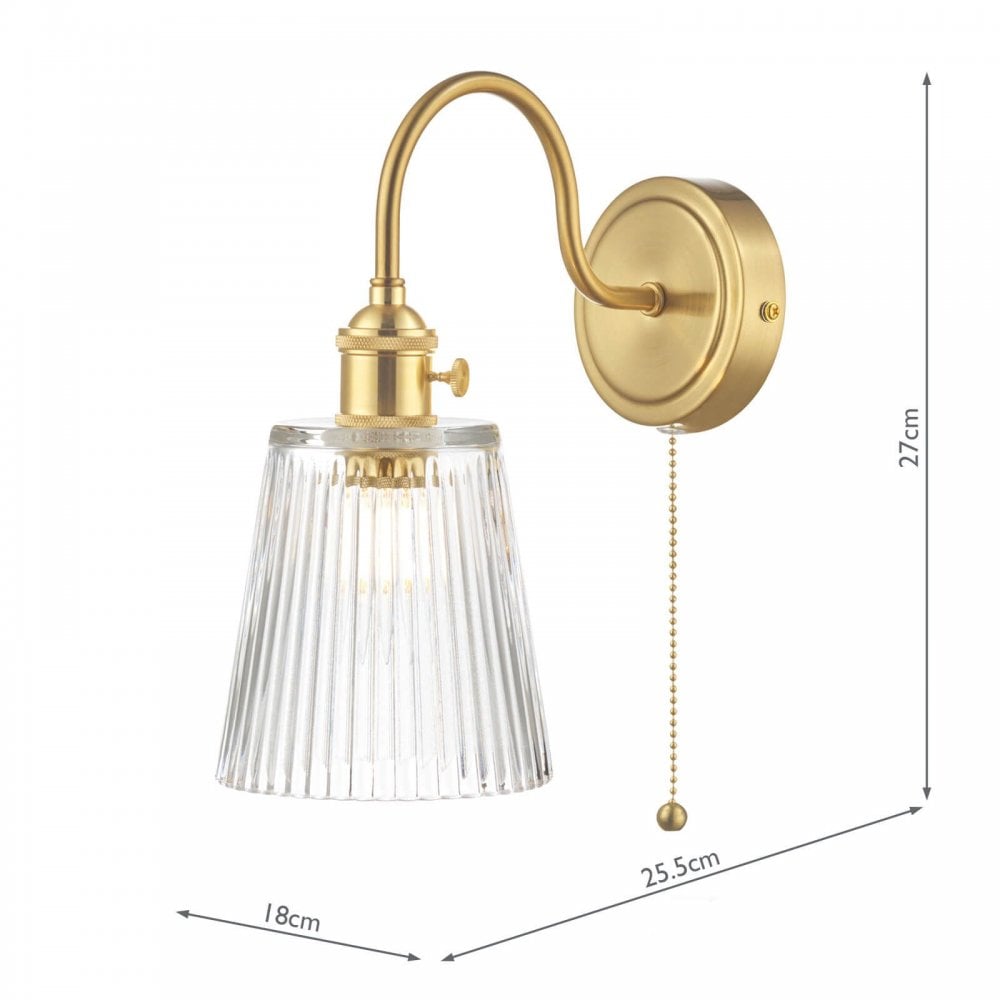 Hadano Brass Wall Light With Ribbed Glass Shade