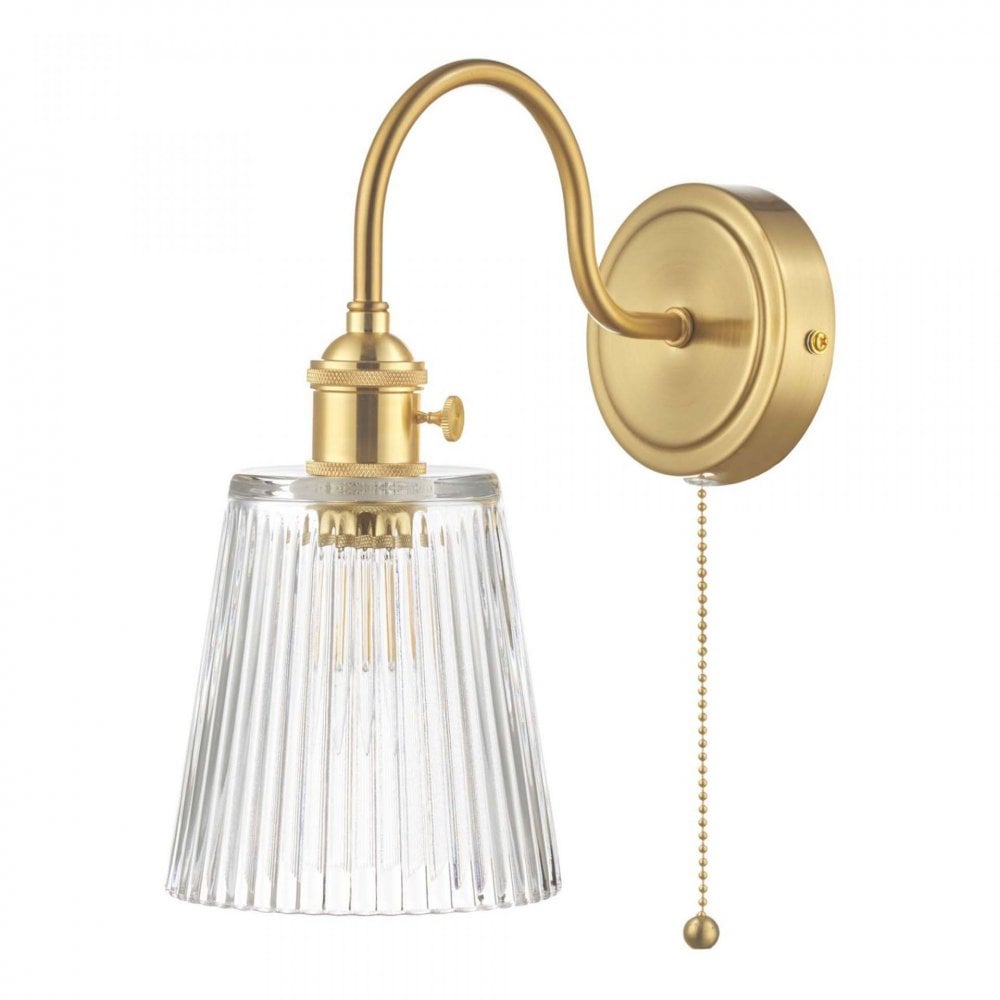 Hadano Brass Wall Light With Ribbed Glass Shade