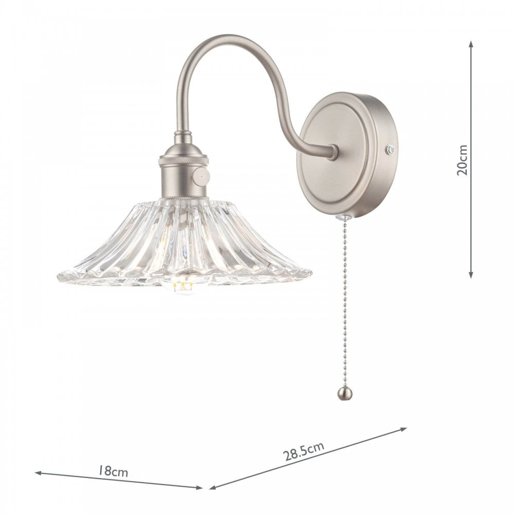 Hadano Antique Chrome Wall Light With Flared Glass Shade