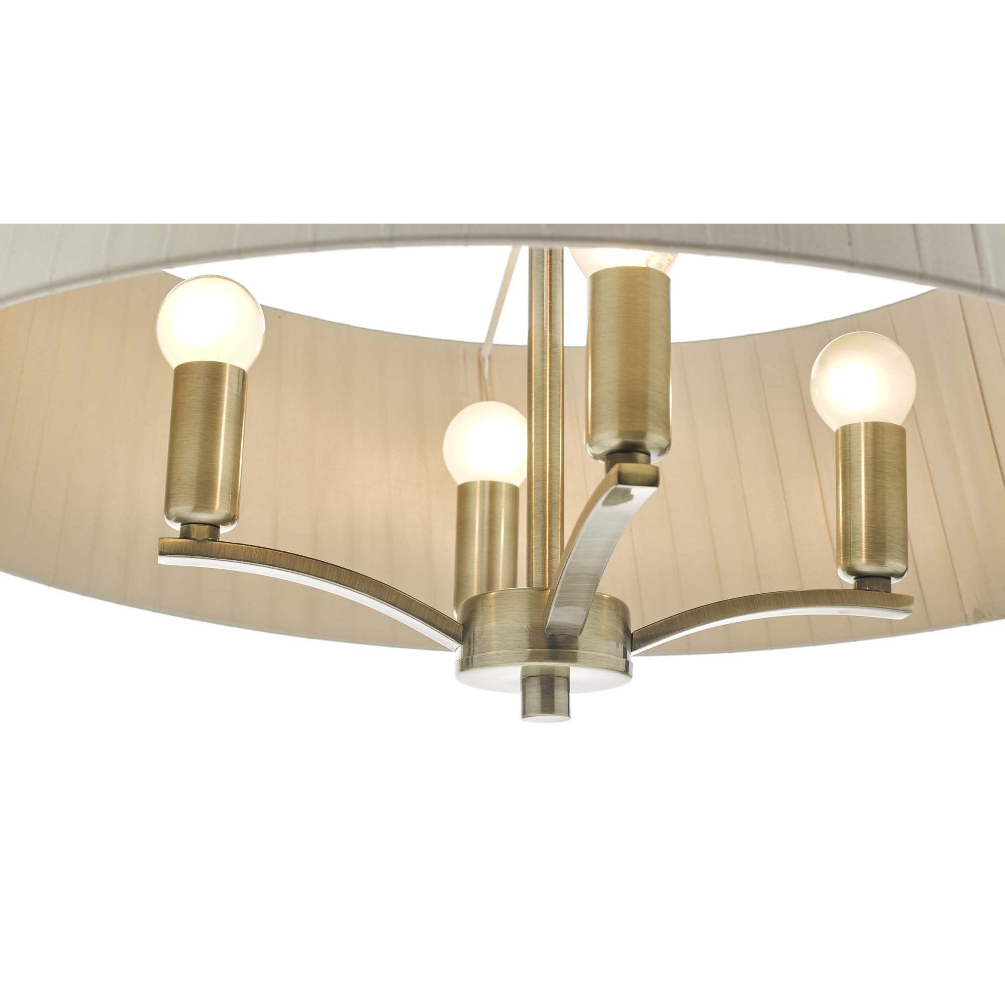 Cristin 4 Light Pendant Antique Brass with Taupe Shade