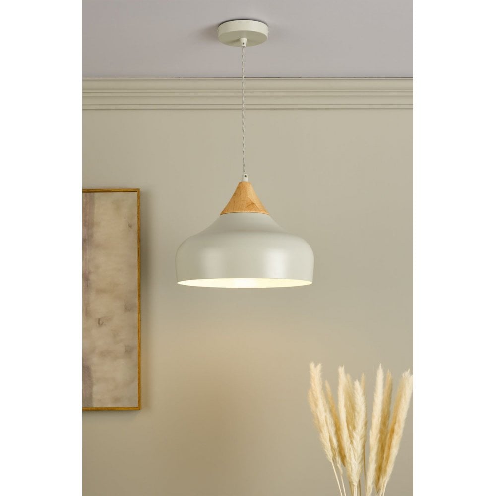 Gaucho Pendant in Grey with Wood Detail