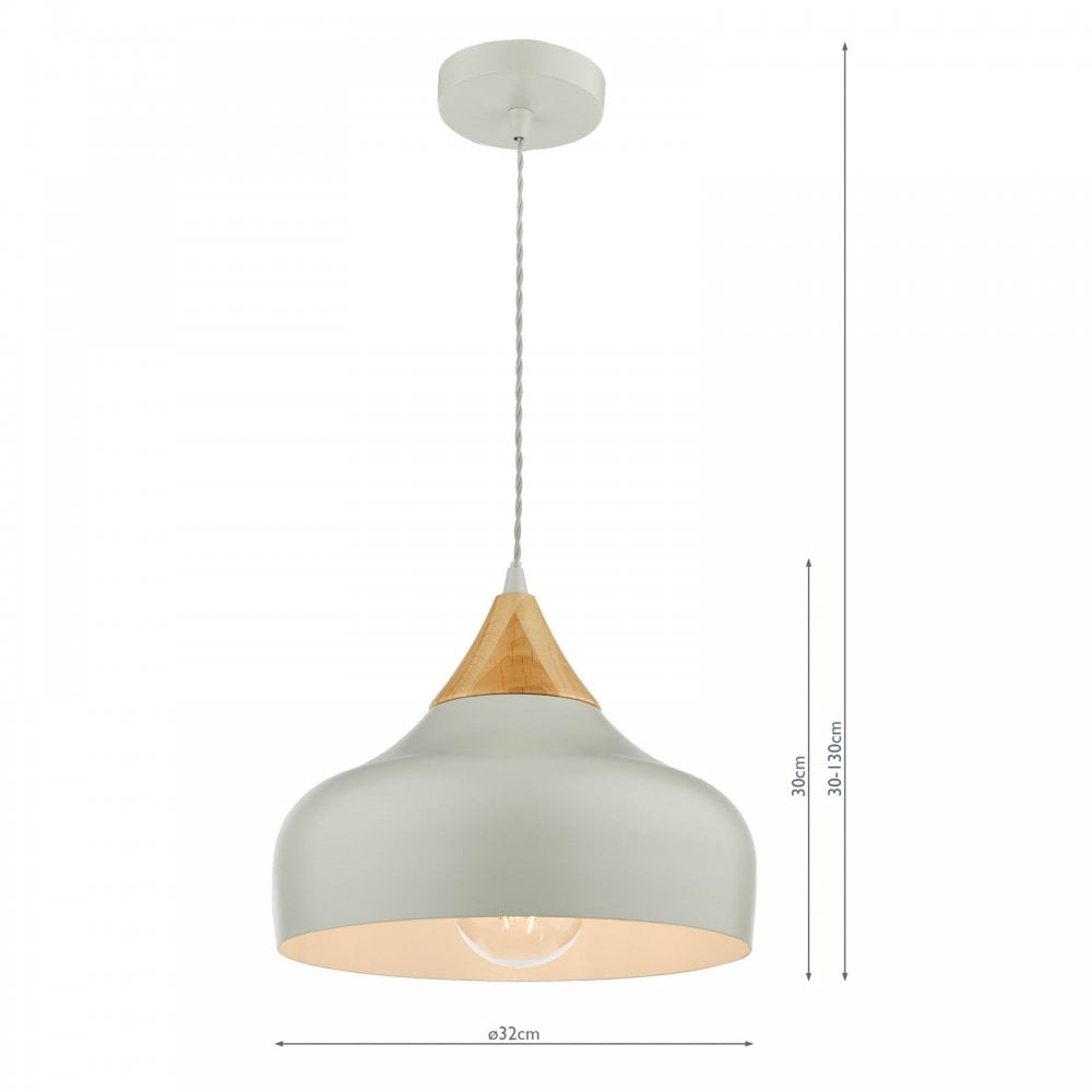 Gaucho Pendant in Grey with Wood Detail