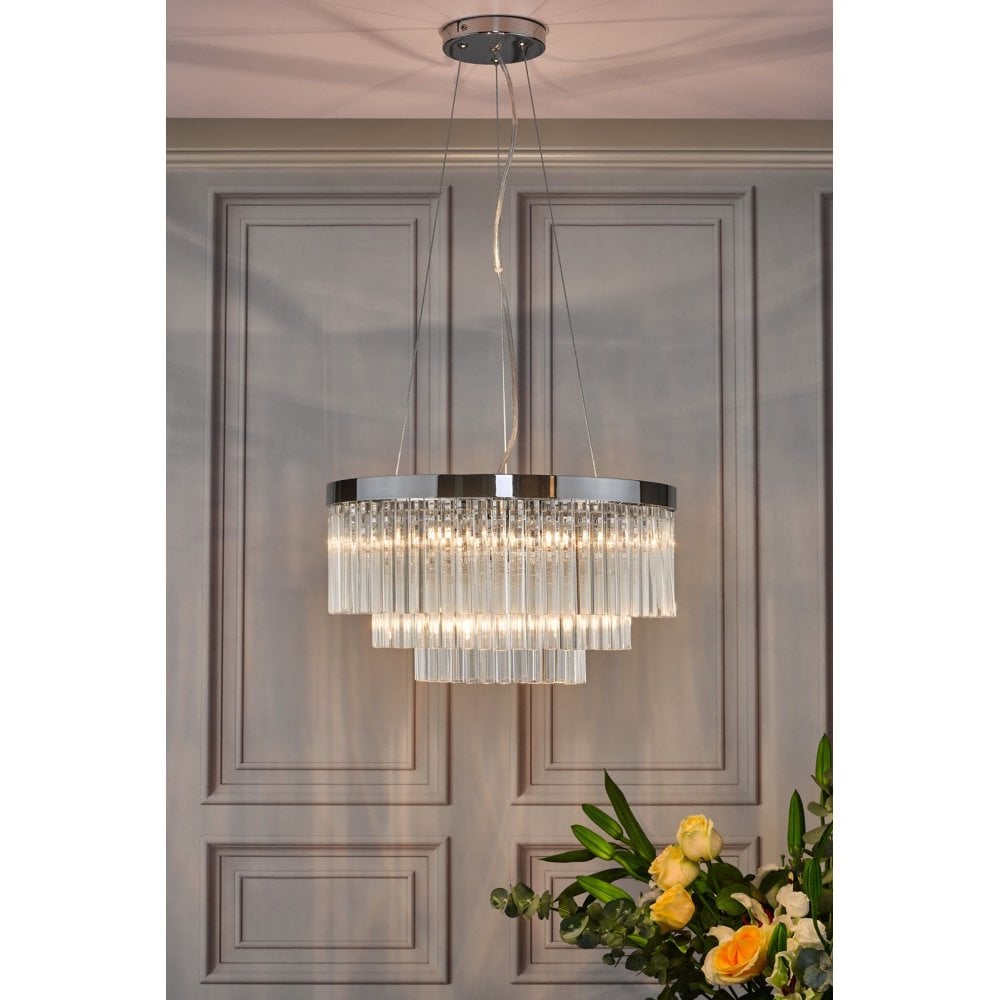 Giovana 5 Light Pendant Polished Chrome & Clear Glass