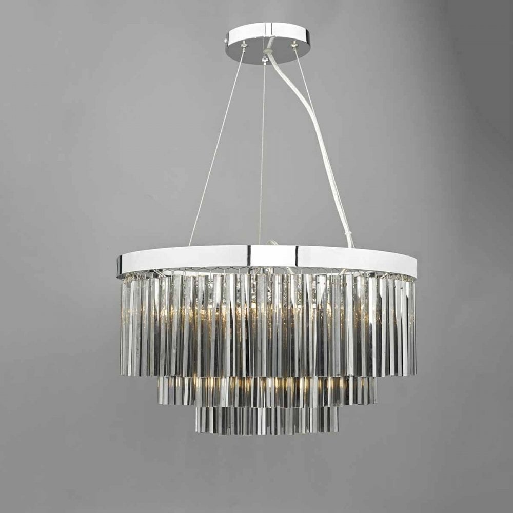 Giovana 5 Light Pendant Polished Chrome & Smoked Glass