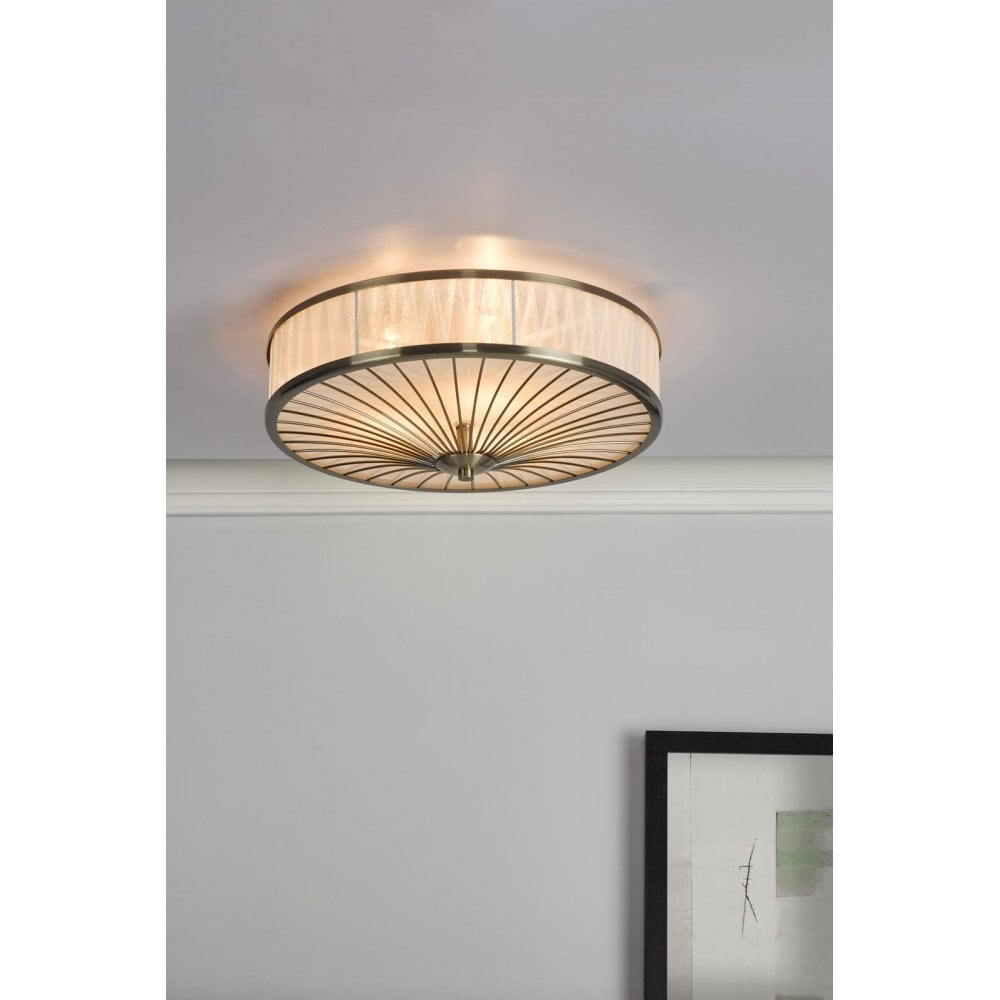 Oslo 3 Light Antique Brass Flush Fitting
