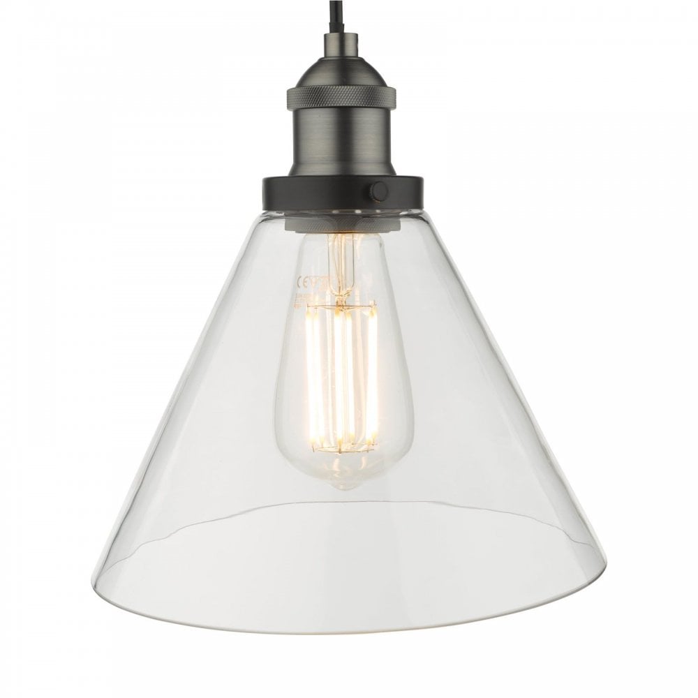 Ray Single Pendant in Antique Nickel with Clear Glass