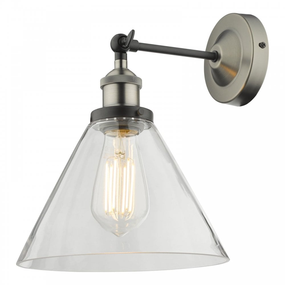 Ray Wall Light in Antique Nickel & Clear Glass