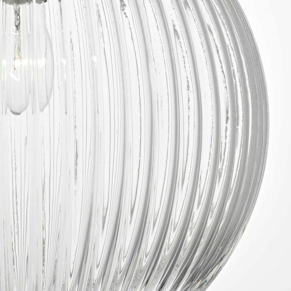 Tamara Pendant with Ribbed Glass in Satin Nickel