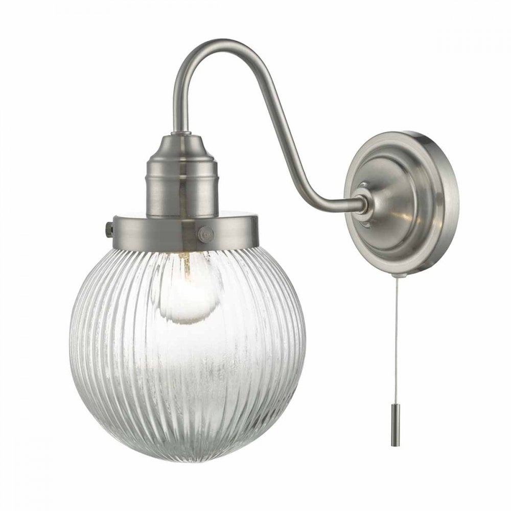Tamara Wall Light with Ribbed Glass in Satin Nickel