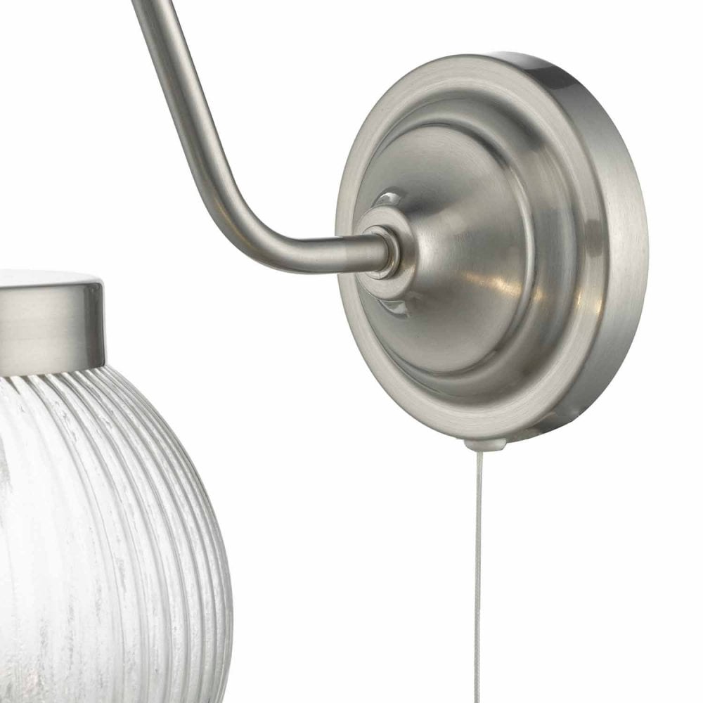 Tamara Wall Light with Ribbed Glass in Satin Nickel