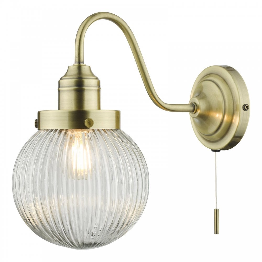 Tamara Wall Light with Ribbed Glass in Satin Nickel