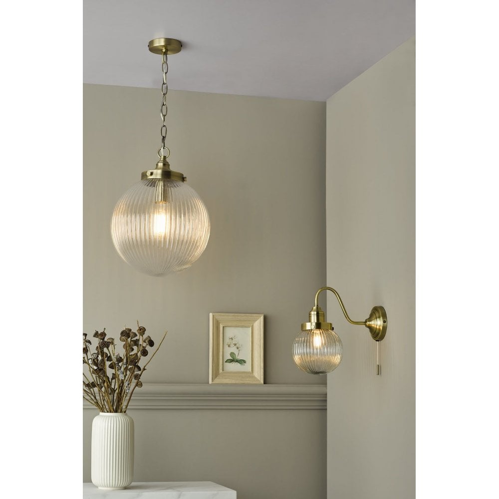 Tamara Wall Light with Ribbed Glass in Satin Nickel
