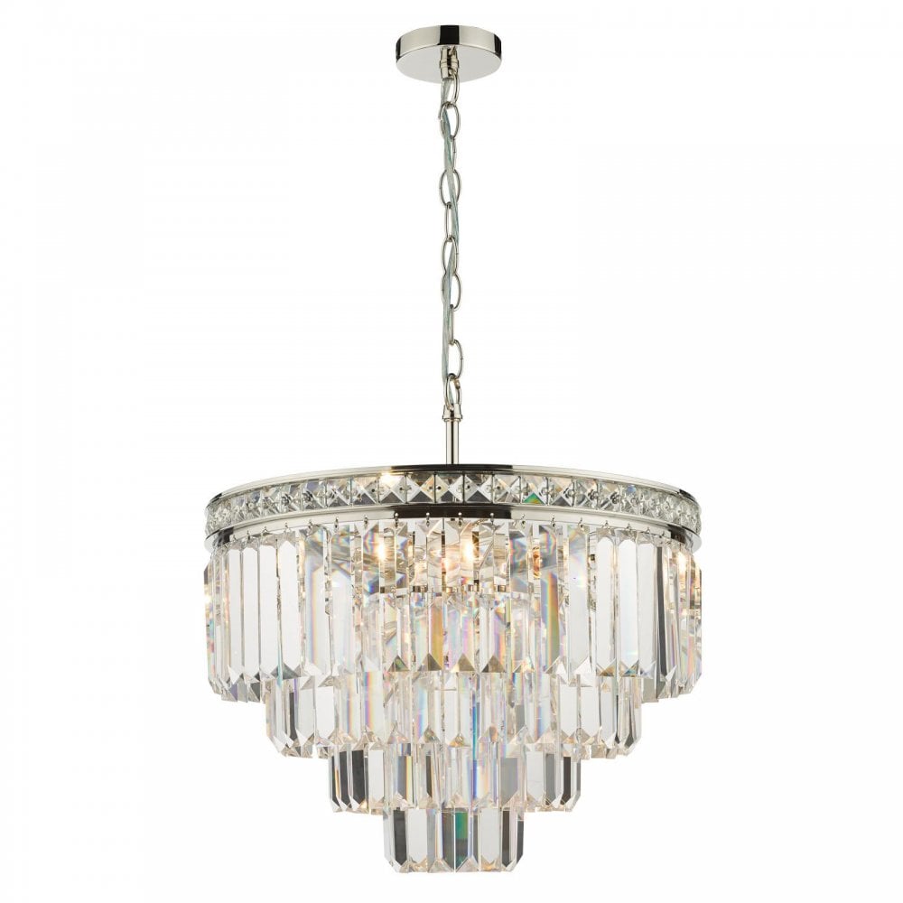 Vyana 4 Light Pendant in Polished Nickel & Crystal