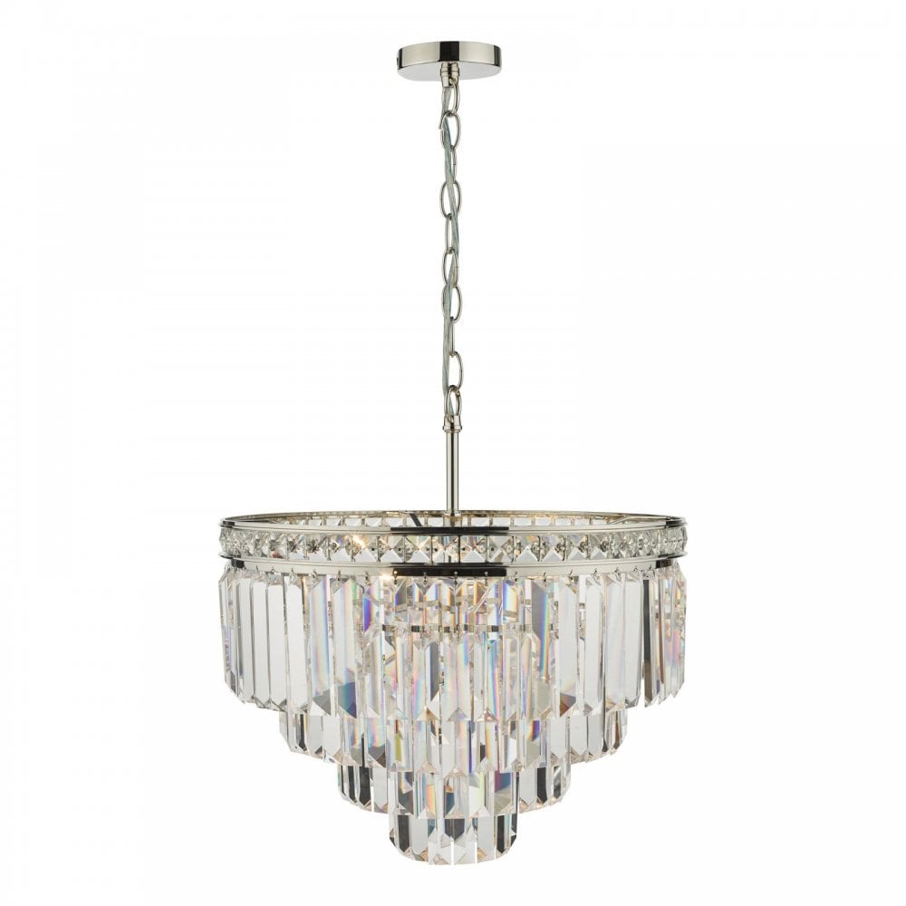Vyana 4 Light Pendant in Polished Nickel & Crystal