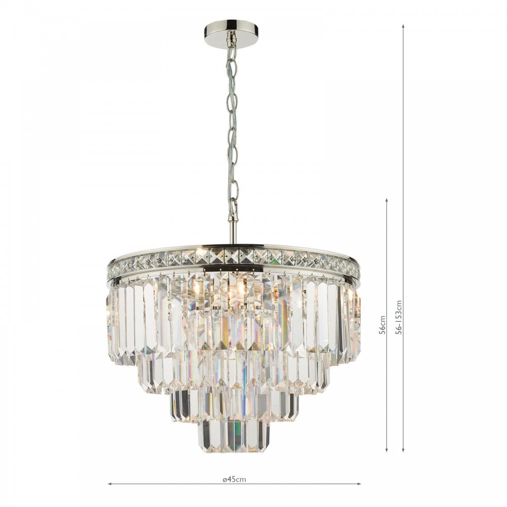 Vyana 4 Light Pendant in Polished Nickel & Crystal