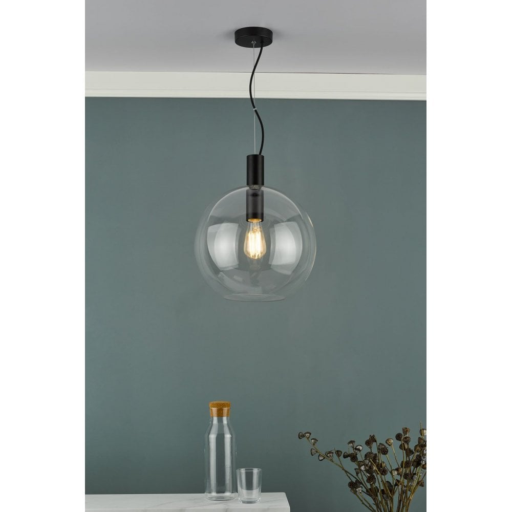 Zula Glass Pendant with Black Finish