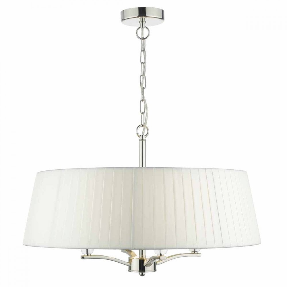 Cristin 4 Light Pendant Polished Nickel with Ivory Shade