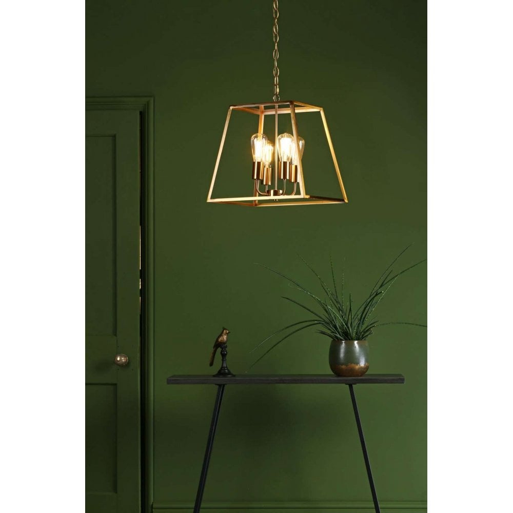 Academy 4 Light Lantern Natural Brass