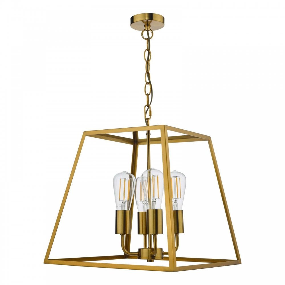 Academy 4 Light Lantern Natural Brass