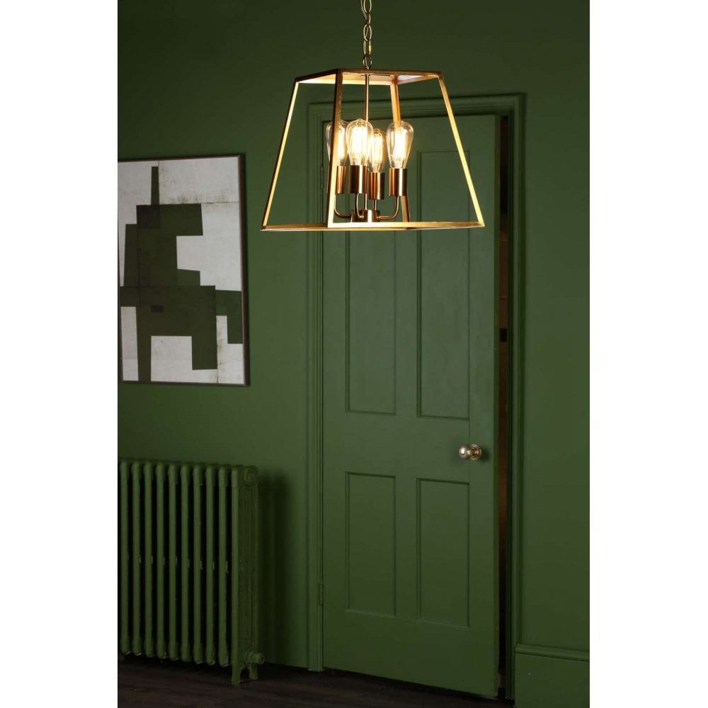Academy 4 Light Lantern Natural Brass
