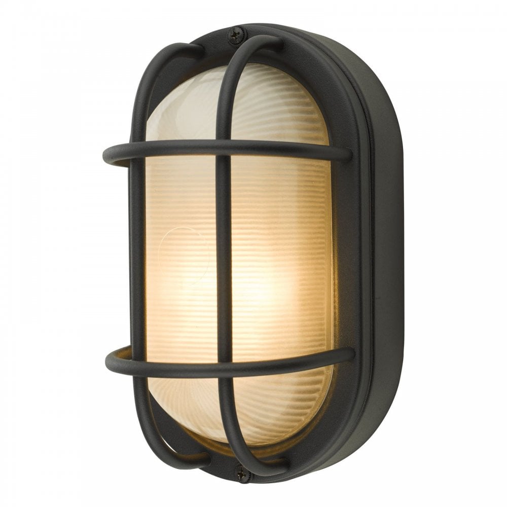 Salcombe Black Oval Outdoor Wall Light IP44