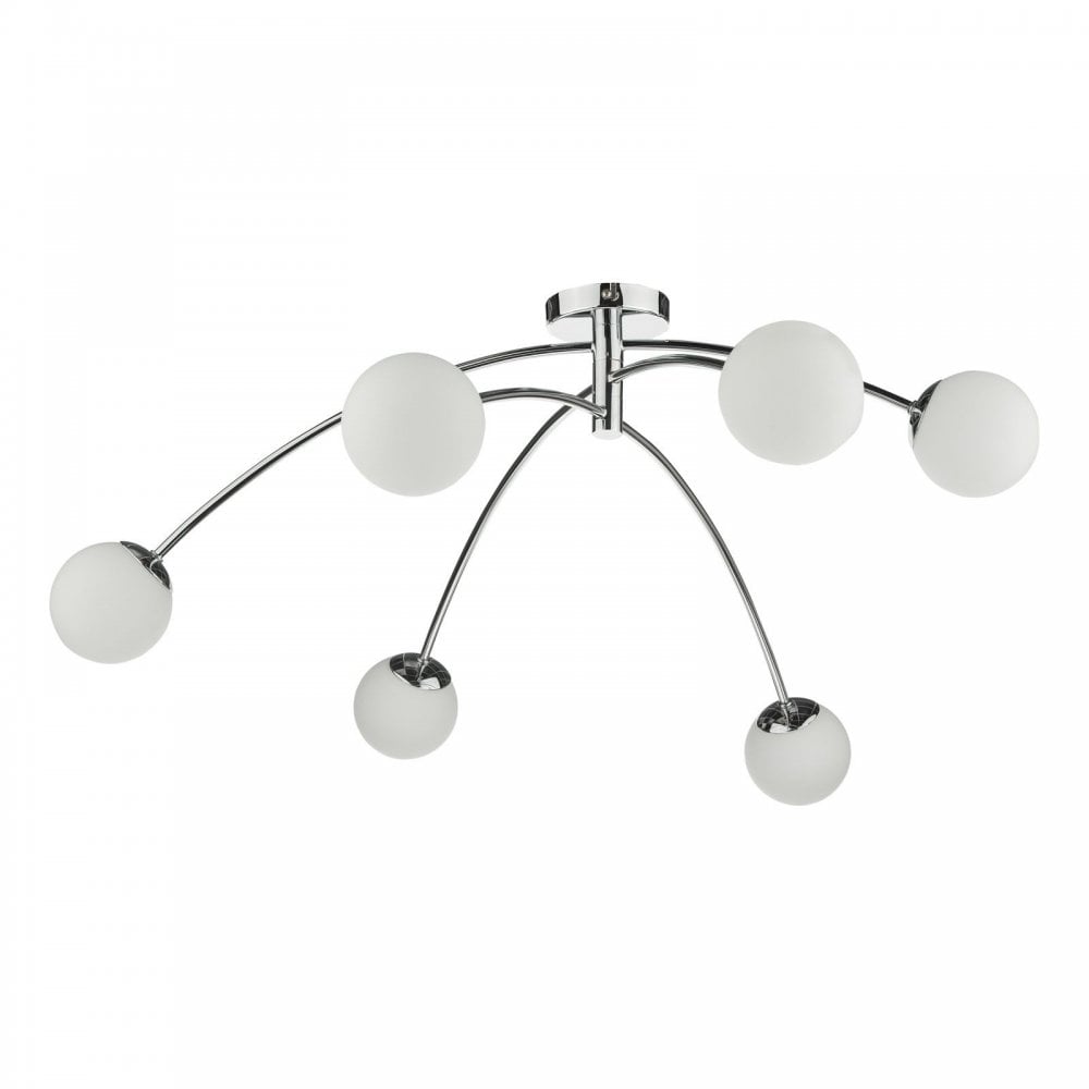 Puglia 6 Light Semi Flush in Polished Chrome with Opal Shades