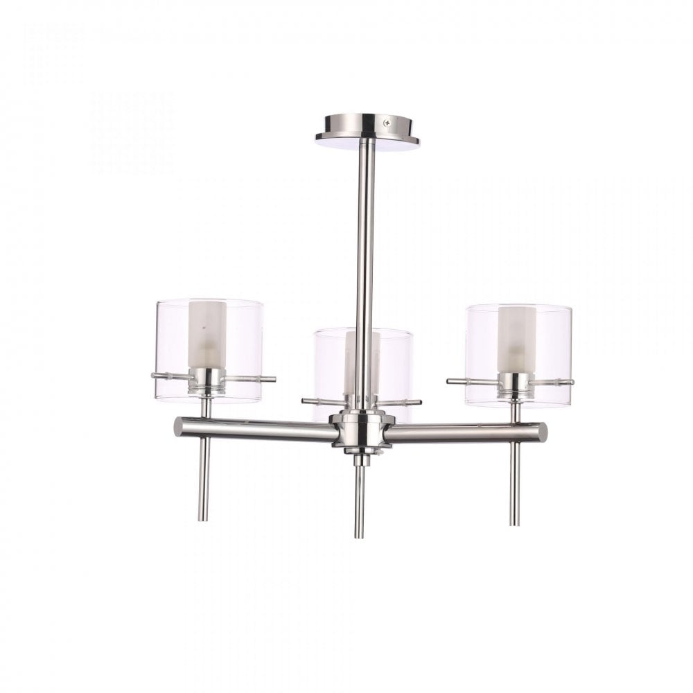 Gene 3 Light Semi Flush Fitting in Chrome IP44