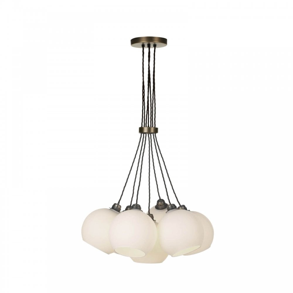 Apollo 7 Light Pendant Butter Brass with Opal Glass