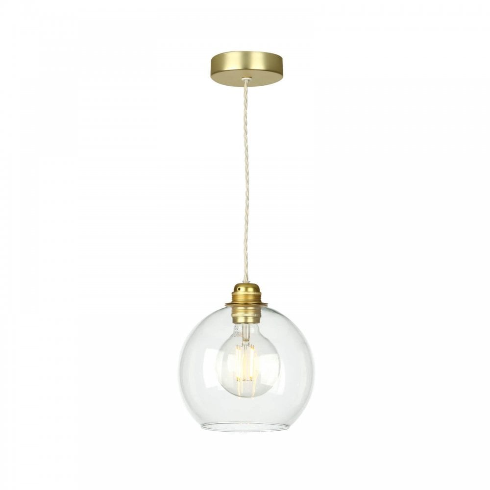 Apollo Single Pendant Butter Brass with Clear Glass Shade