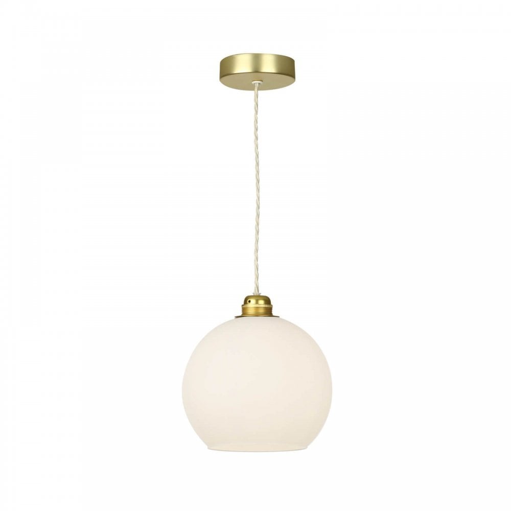 Apollo Single Pendant Butter Brass with Opal Glass Shade