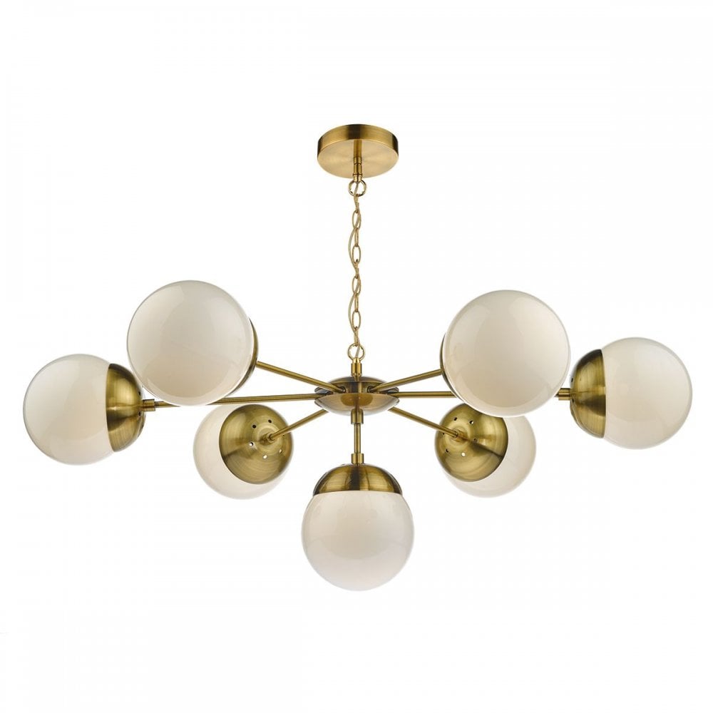 Bombazine 7 Ceiling Light Natural Brass & White Opal Glass