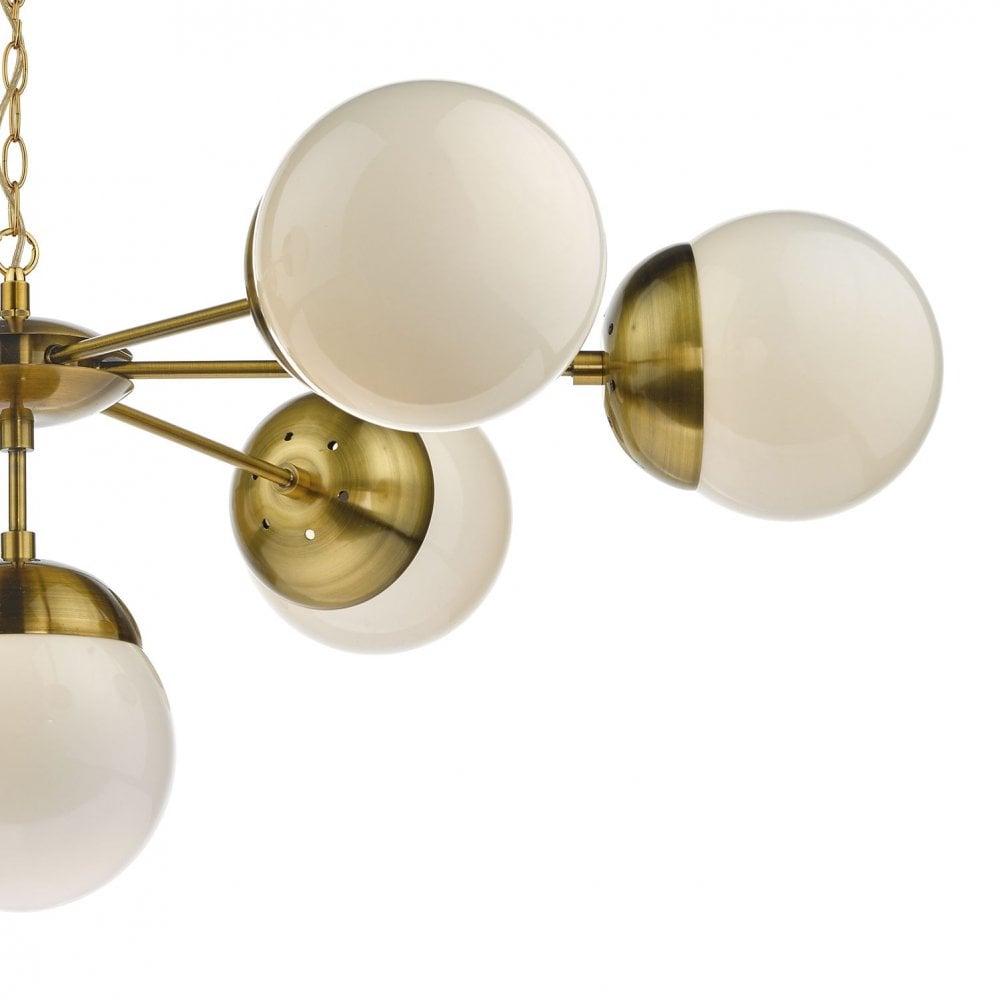 Bombazine 7 Ceiling Light Natural Brass & White Opal Glass