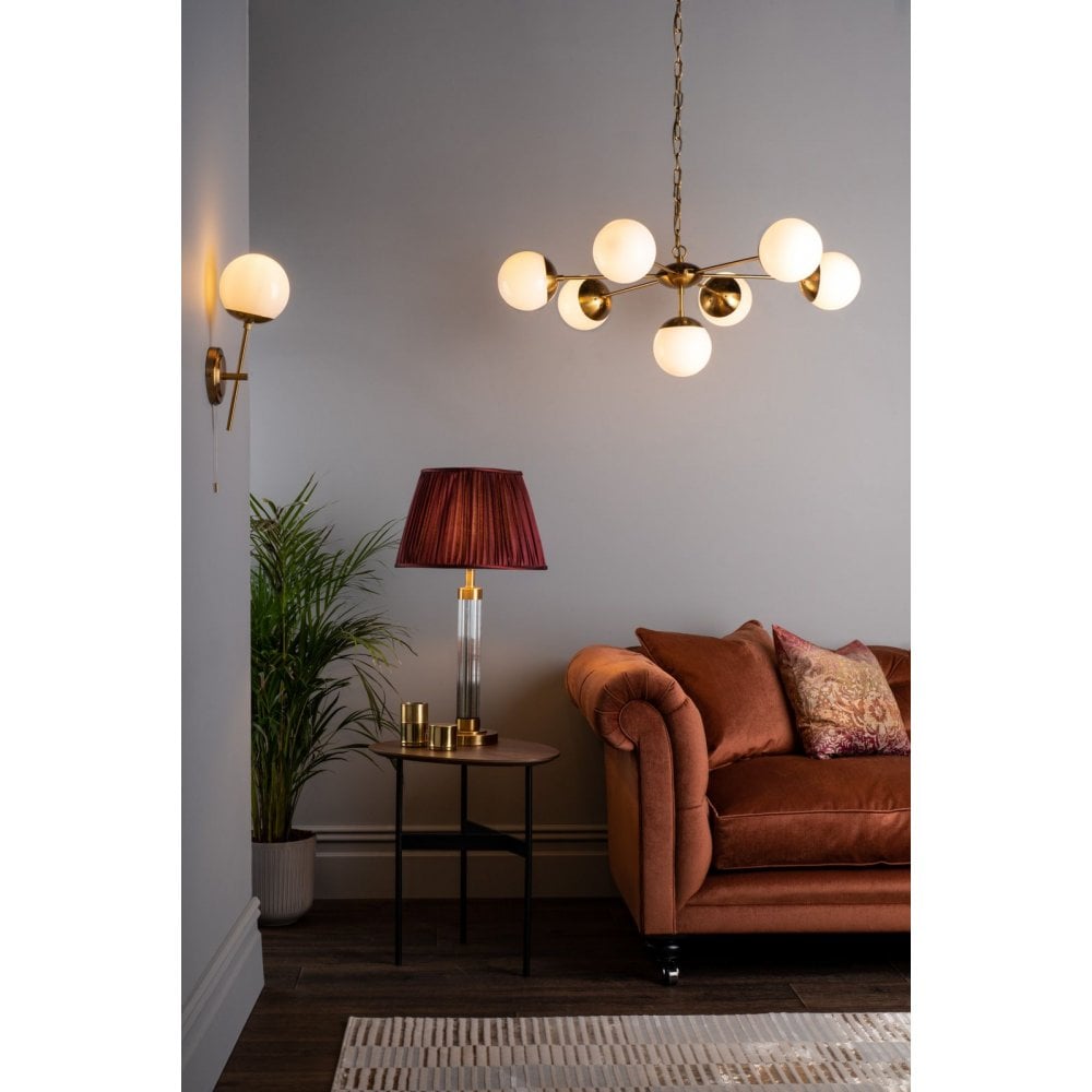 Bombazine 7 Ceiling Light Natural Brass & White Opal Glass