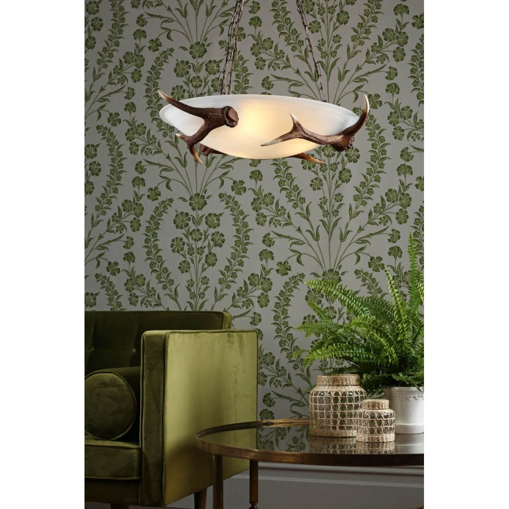 Antler 3 Light Semi Flush Rustic
