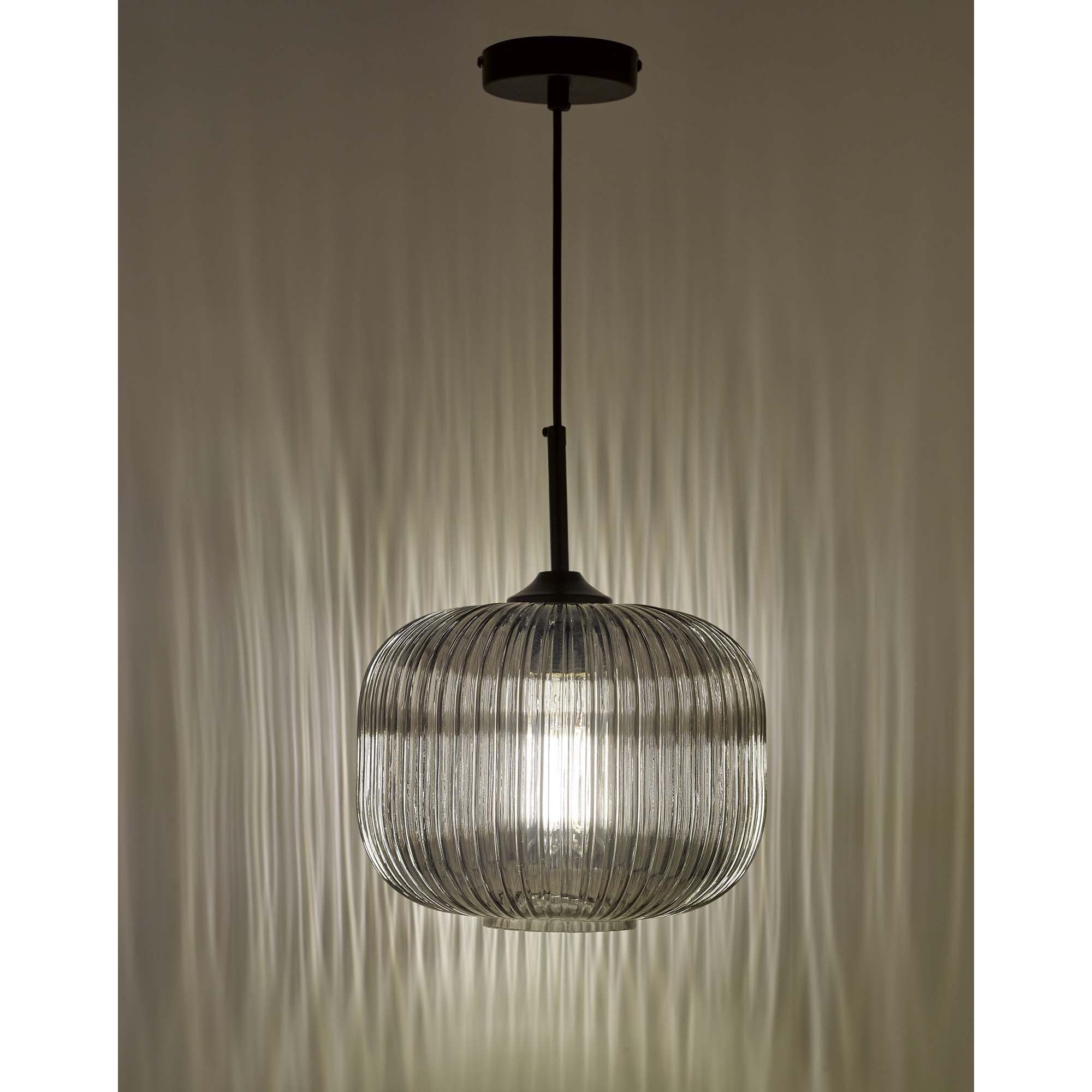 Demarius Black Pendant with Smoked Glass