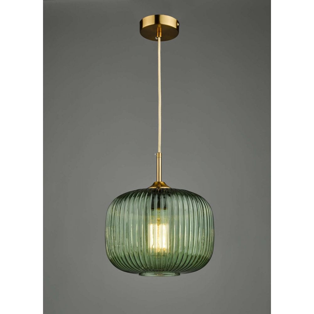 Demarius Bronze Pendant with Green Glass