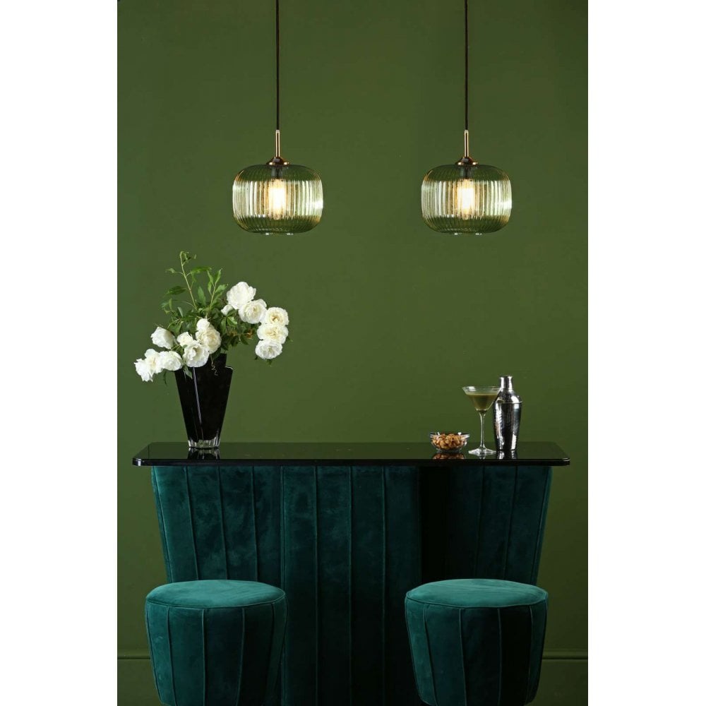 Demarius Bronze Pendant with Green Glass