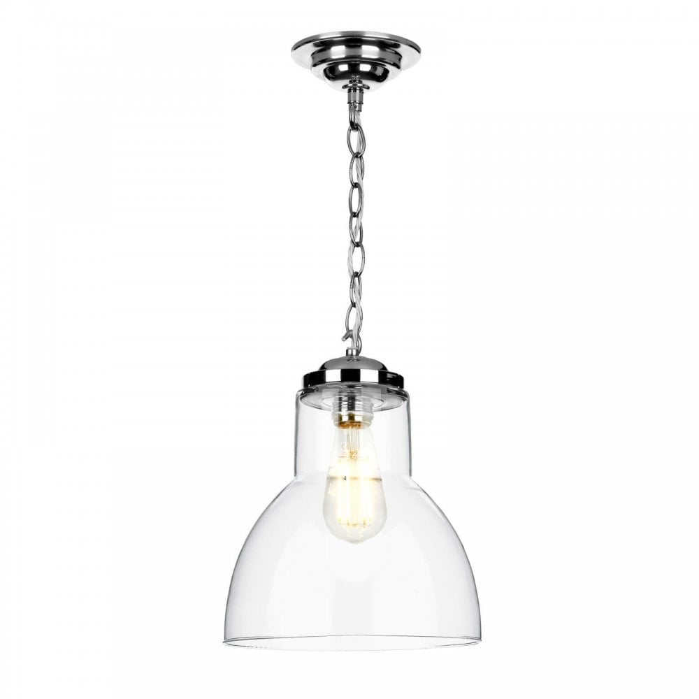 Upton Small 1 Light Clear Glass Polished Chrome Pendant