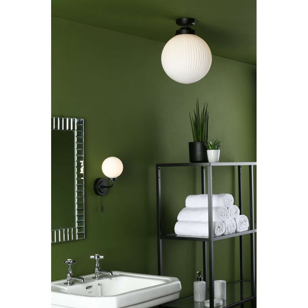 Alrik Bathroom Wall Light in Matt Black IP44