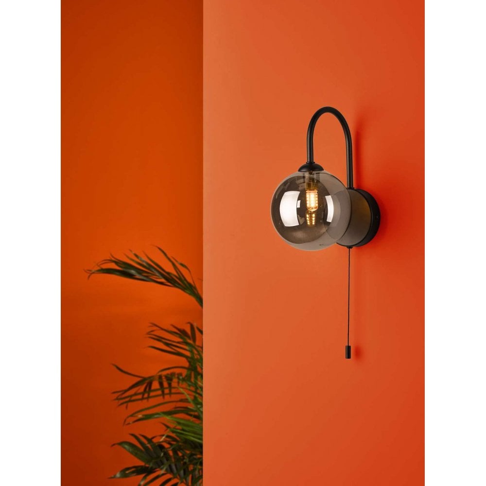 Eisaa Wall Light in Black C/W Smoked Shade