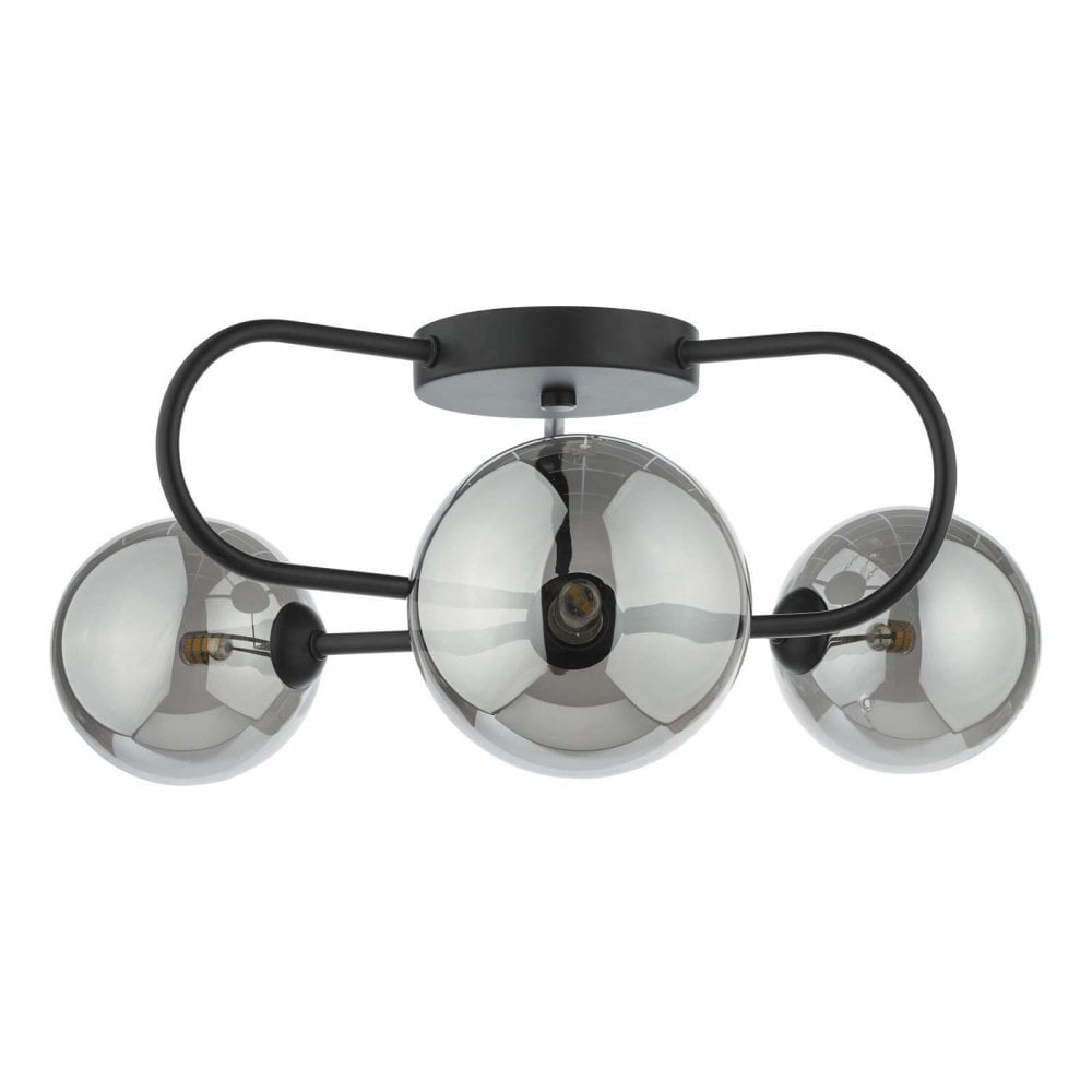 Eisaa 3 Light Semi Flush Black Fitting C/W Smoked Glass
