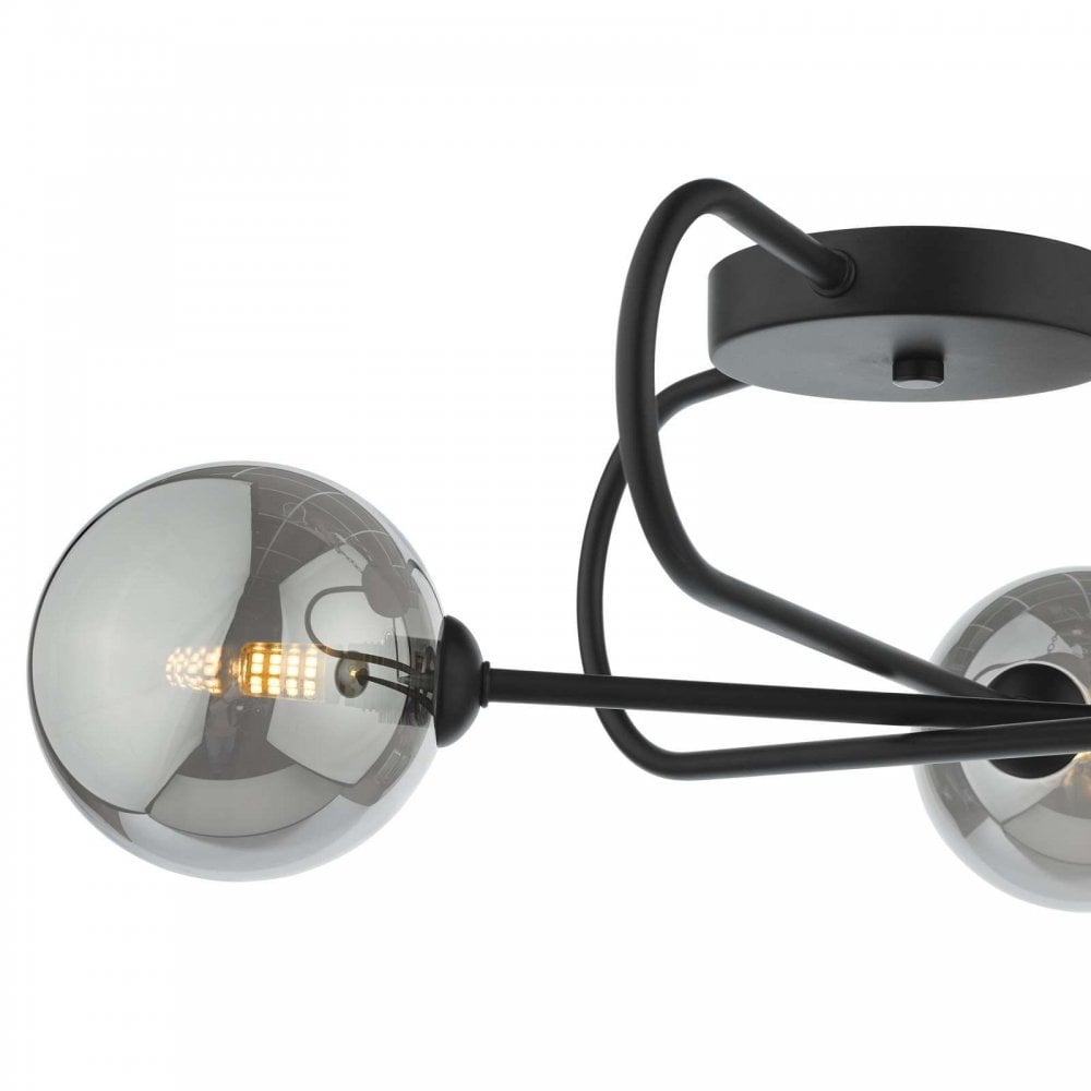 Eisaa 3 Light Semi Flush Black Fitting C/W Smoked Glass