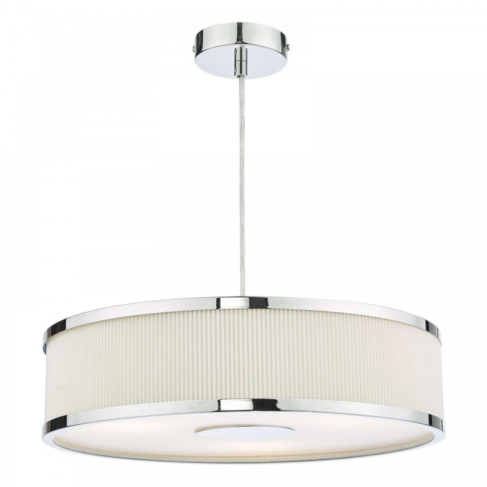Alvaro 3 Light Pendant in Polished Chrome with Ivory Detail