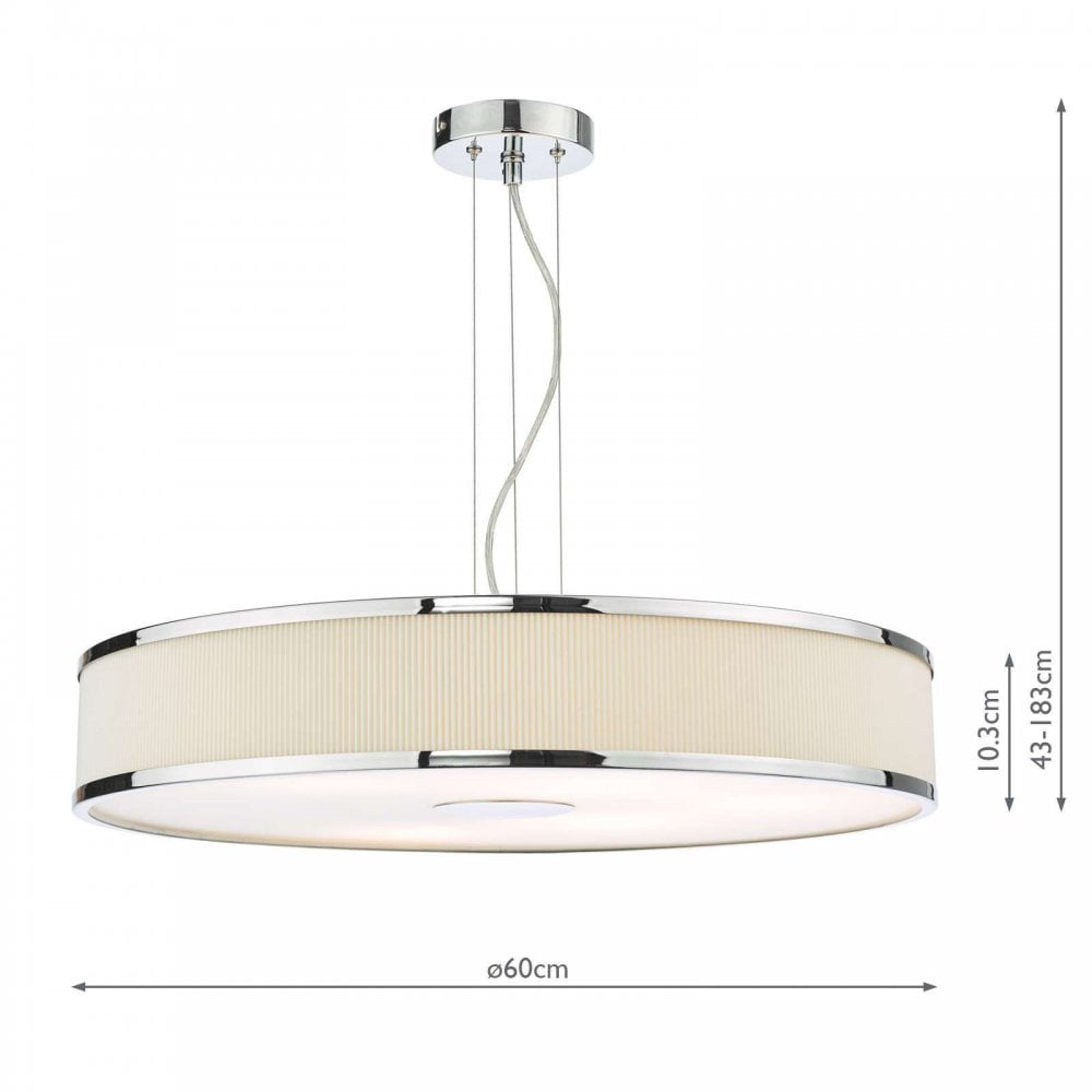 Alvaro 6 Light Pendant in Polished Chrome with Ivory Detail
