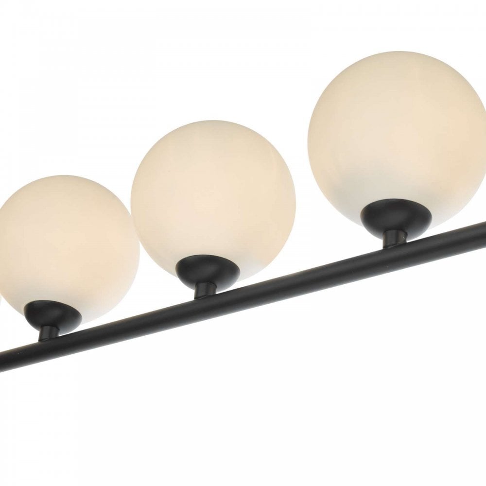 Cradle 5 Light Bar Pendant in Matt Black & Opal Glass