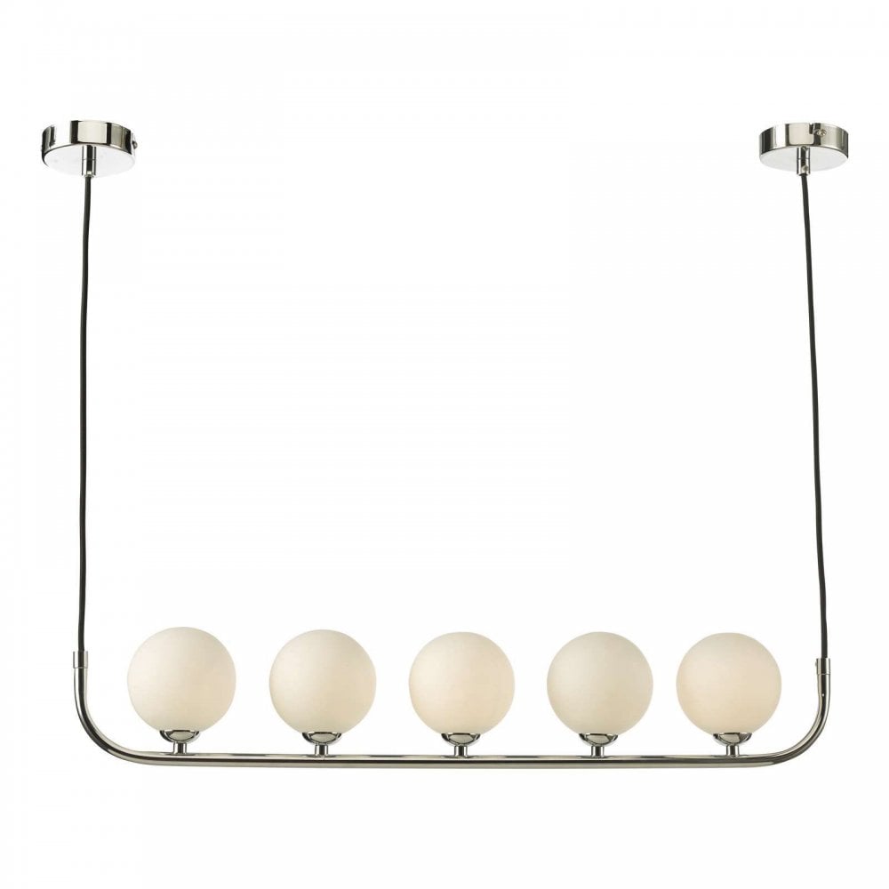 Cradle 5 Light Bar Pendant in Polished Chrome & Opal Glass