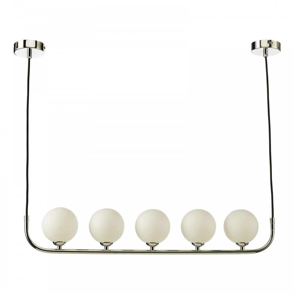 Cradle 5 Light Bar Pendant in Polished Chrome & Opal Glass