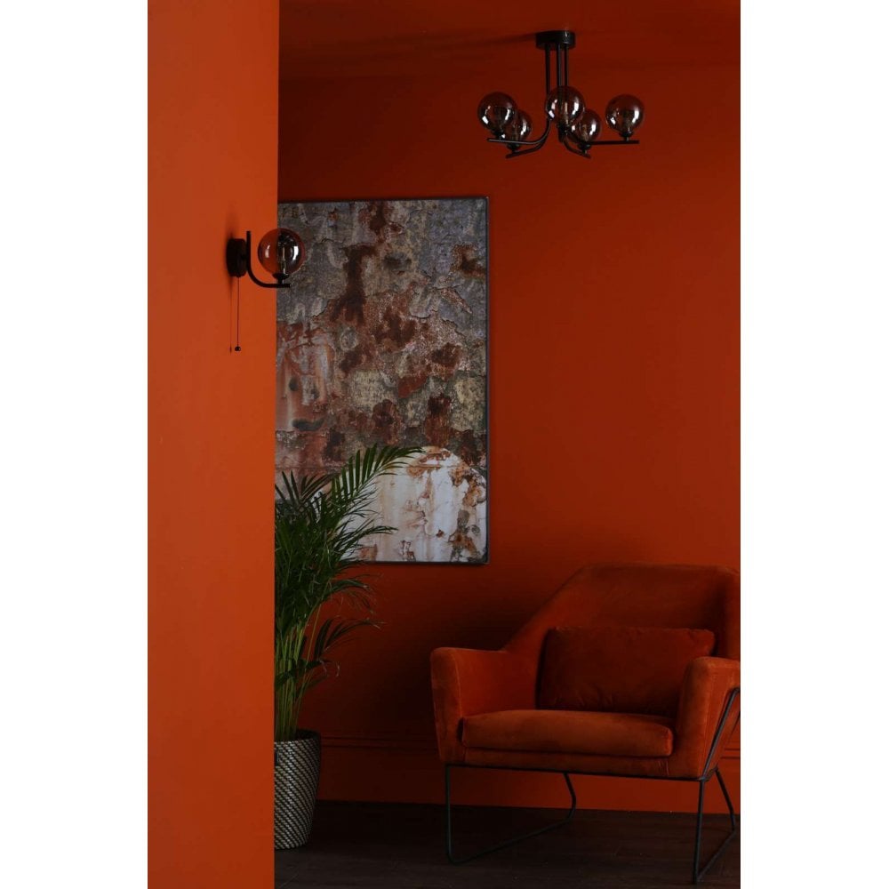 Cradle Matt Black Wall Light with Smoked Glass